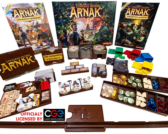 Lost Ruins of Arnak + Expedition Leaders + The Missing Expedition - game insert / box organizer for Arnak boardgame, Arnak upgrade, Narak