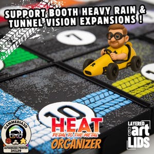 HEAT Pedal to the Metal bordspelorganisator ondersteunt Heavy Rain en Tunnel Vision-uitbreidingen onder licentie van am-media.biz gedrukt door MitroCZECH