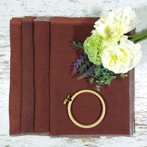 36ct | Chestnut | Hand-Dyed Zweigart Linen | 18×25” | Cross Stitch Fabric | Free Worldwide Shipping