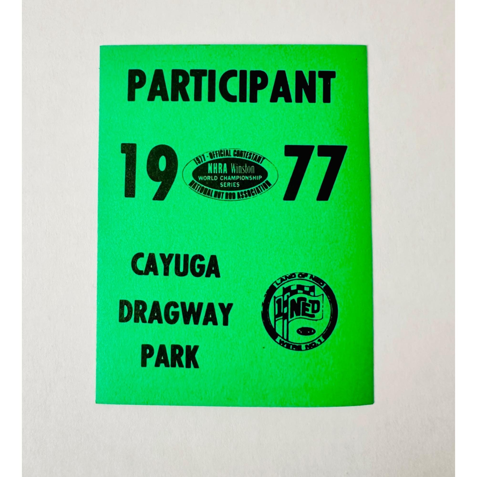 1977 Green NHRA Participant Sticker Cayuga Dragway Park Vintage Drag ...