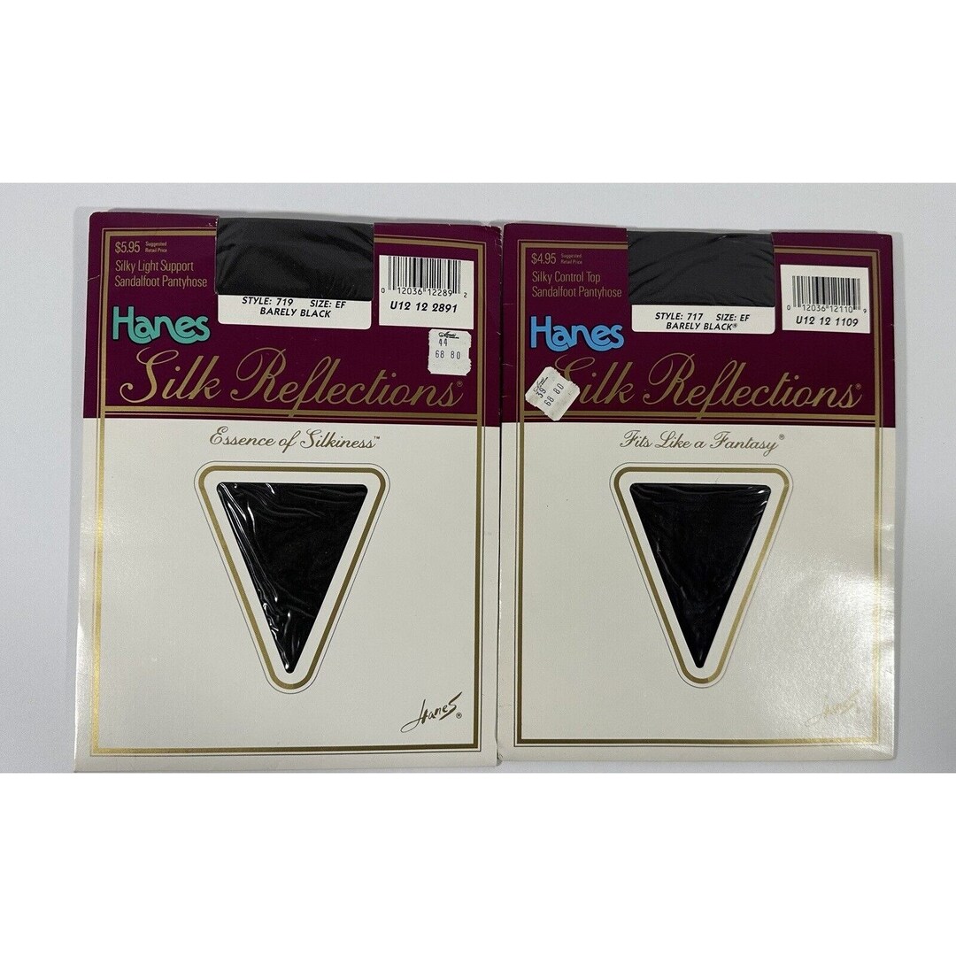 Hanes Silk Reflections Pantyhose Barely Black Control Top Plus Size EF
