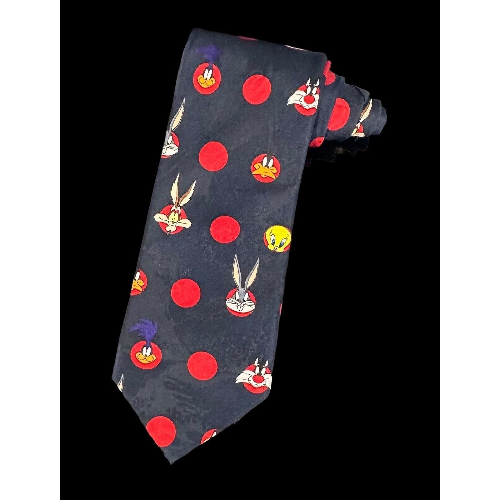 ルーニー・テューンズ・マニア メンズ ネクタイ ブルー レッド 水玉