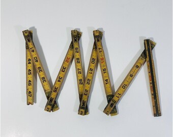 Vintage Lufkin Folding Wooden Ruler Brass Fittings USA Crafts Rustic Farmhouse