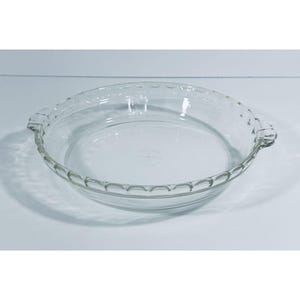 Pyrex Klarglas Tortenform #229 Geriffelter Rand und Griffe 24 cm Vintage 1970er Jahre