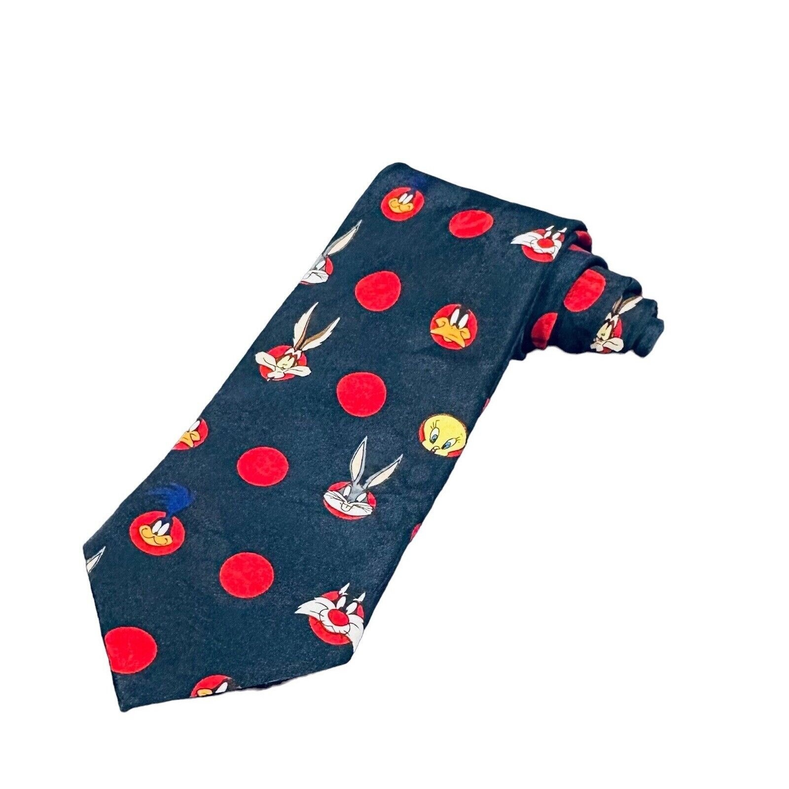 ルーニー・テューンズ・マニア メンズ ネクタイ ブルー レッド 水玉