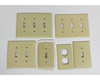 Beige Toggle Light Switch Covers Vintage DIY Remodel Home Off White Ivory 6