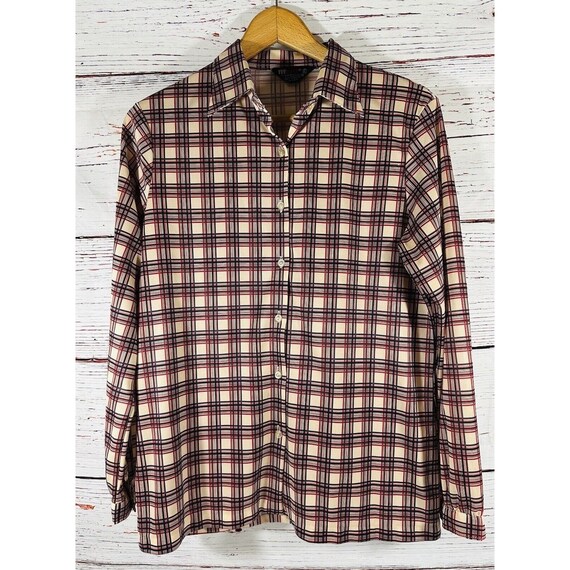 Vintage Polyester Button Front Collared Shirt Lar… - image 1