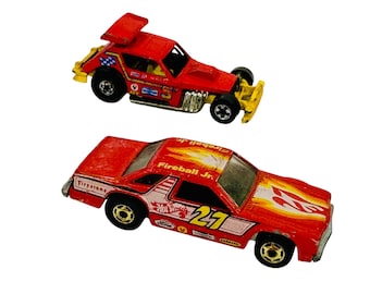Vintage Hot Wheels Frontrunnin' Fairmont &  Greased Gremlin Die-Cast Red Racing Cars