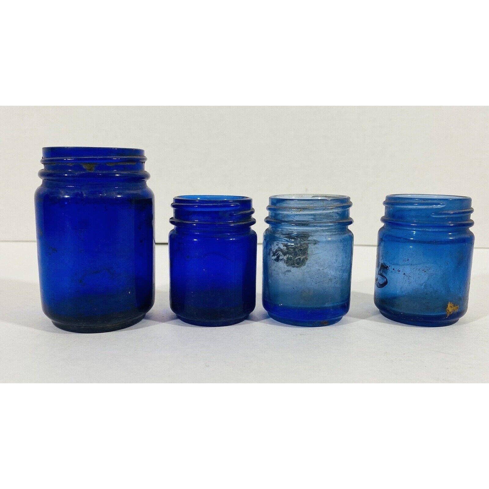 アンティーク コバルト ブルー ガラス ヴィックス ヴェポラップ ボトル