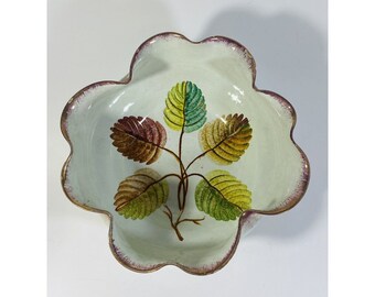 イタリアのアート陶器 秋の葉 葉 溝付きボウル センターピース