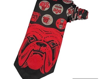Cravate bouledogue rouge pour hommes Ralph Marlin Dog Georgia Father Tie Game 1995 bière