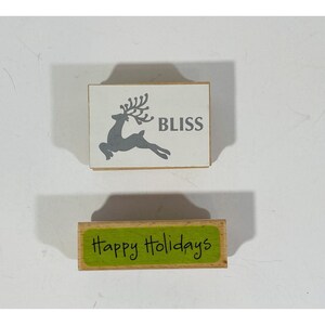Happy Holidays op hout gemonteerde rubberen stempelset van 2 scrapbooking ambachten Kerstmis