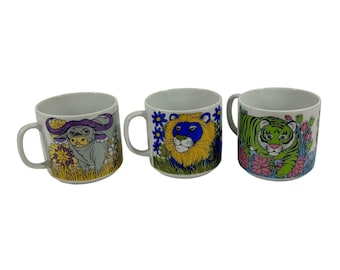 Taza de café SI Japón, tazas, tigre, león, búfalo de agua, animales, vintage, retro, bebida