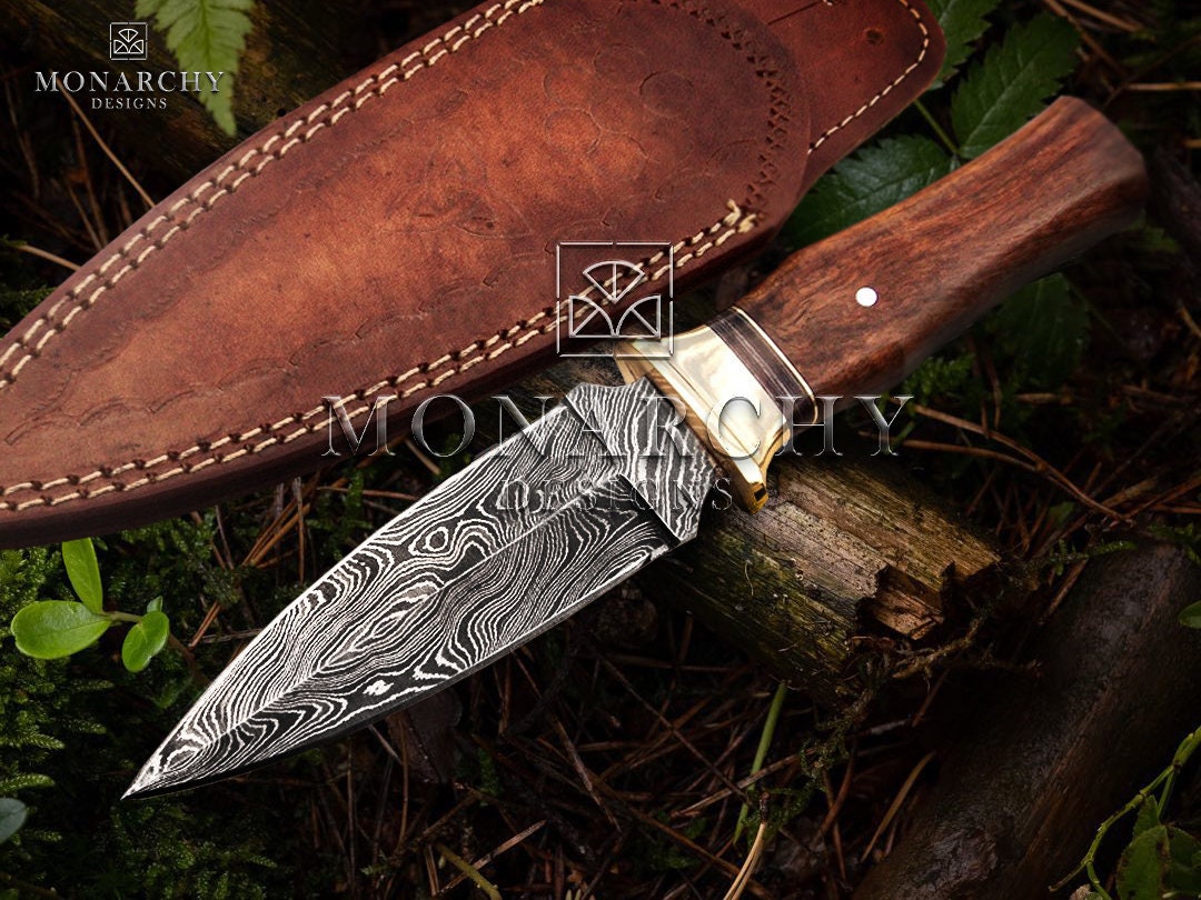 AUTHENTIC Double-Edged V42 Military Damascus steel Dagger boot Knife W, DESIGN