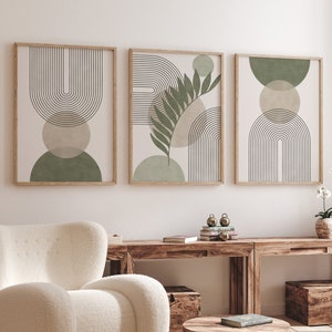 Salbei grüne Wand Kunst Set von 3, Mitte des Jahrhunderts moderne Kunst Druck Set von 3, abstrakte botanische Kunstdrucke, Boho grüne Wand Kunst für dich