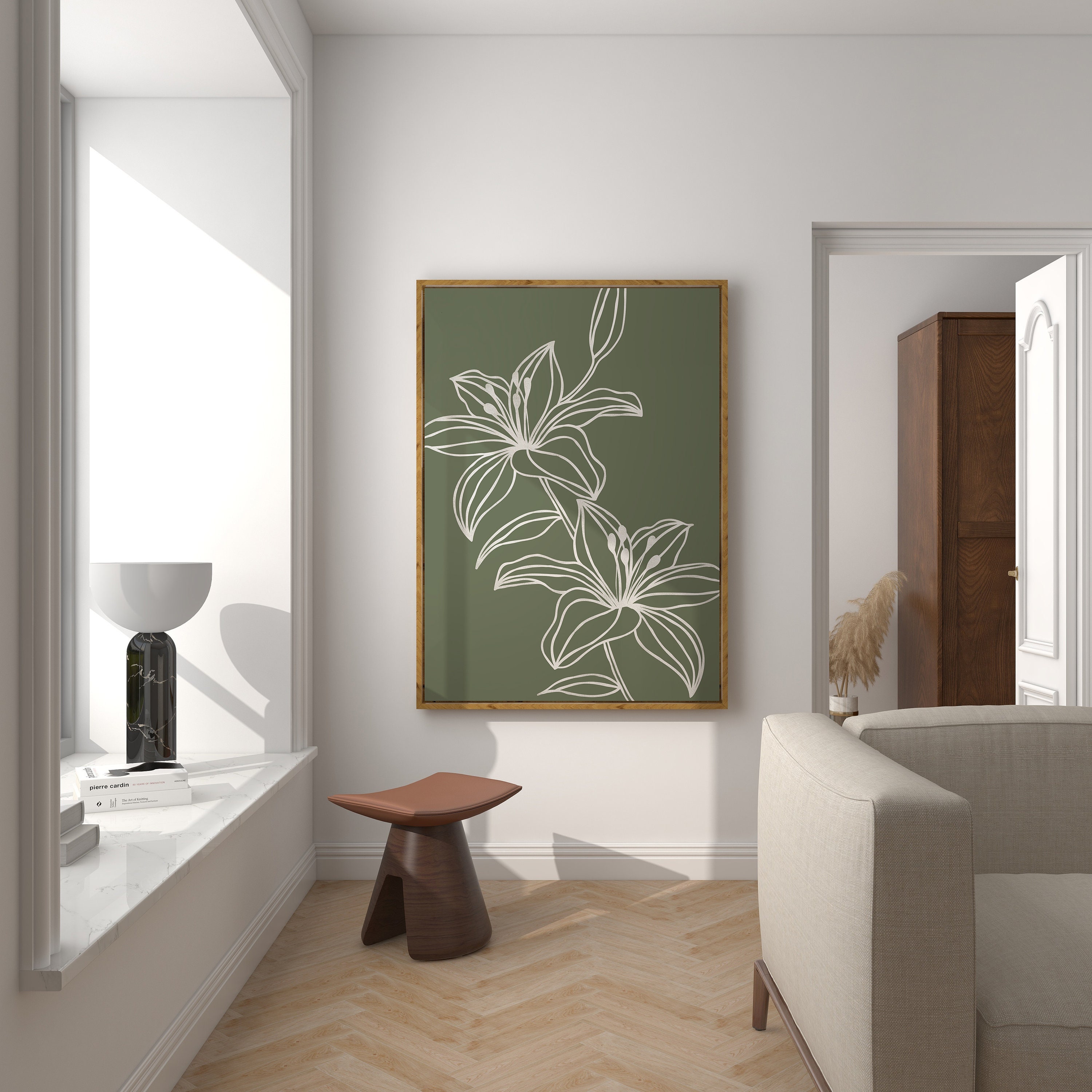 Dark Green Botanical Line Art Prints: Boho Home Decor (digital Download ...