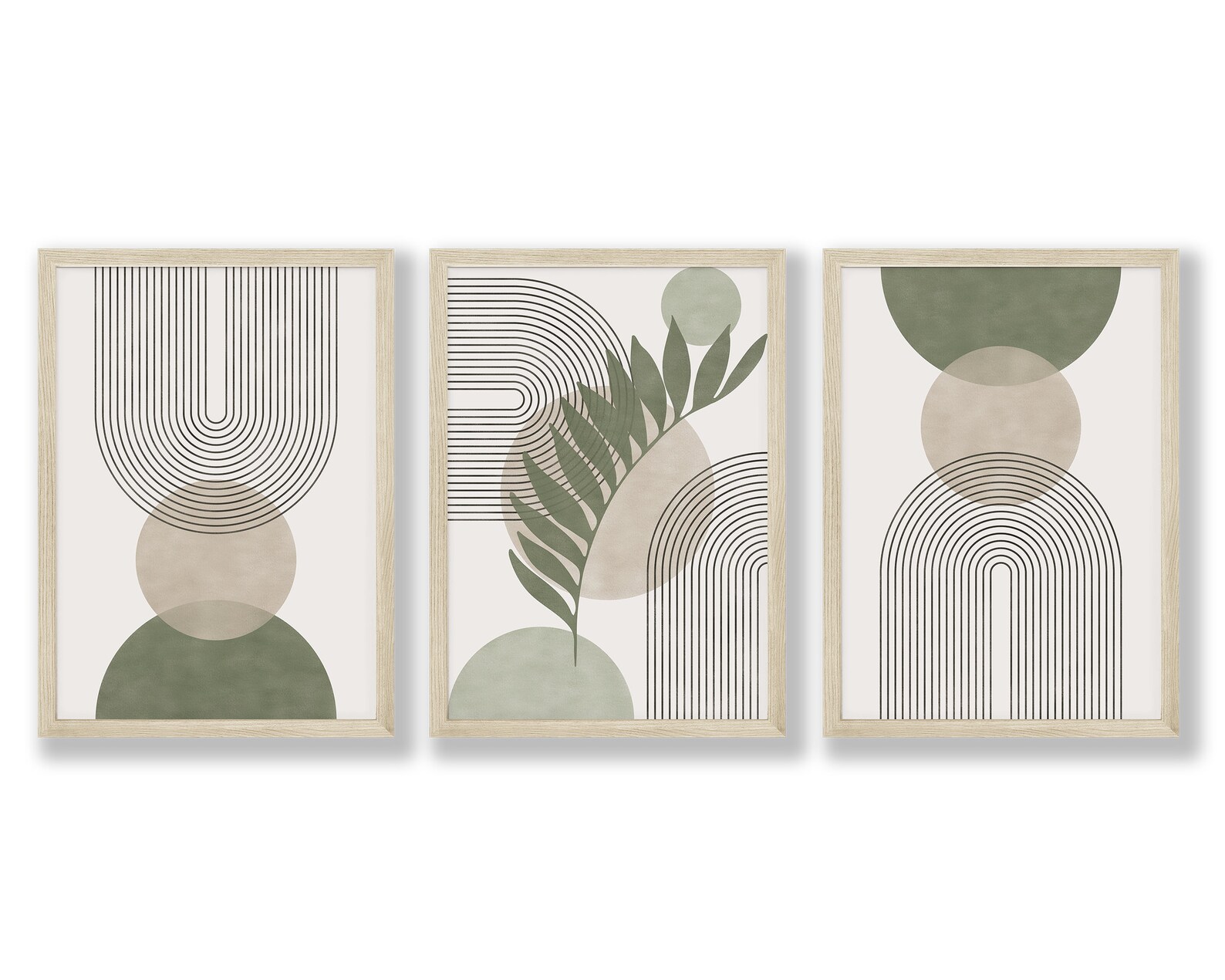Sage Green Wall Art Set of 3 Mid Century Modern Art Print Set - Etsy