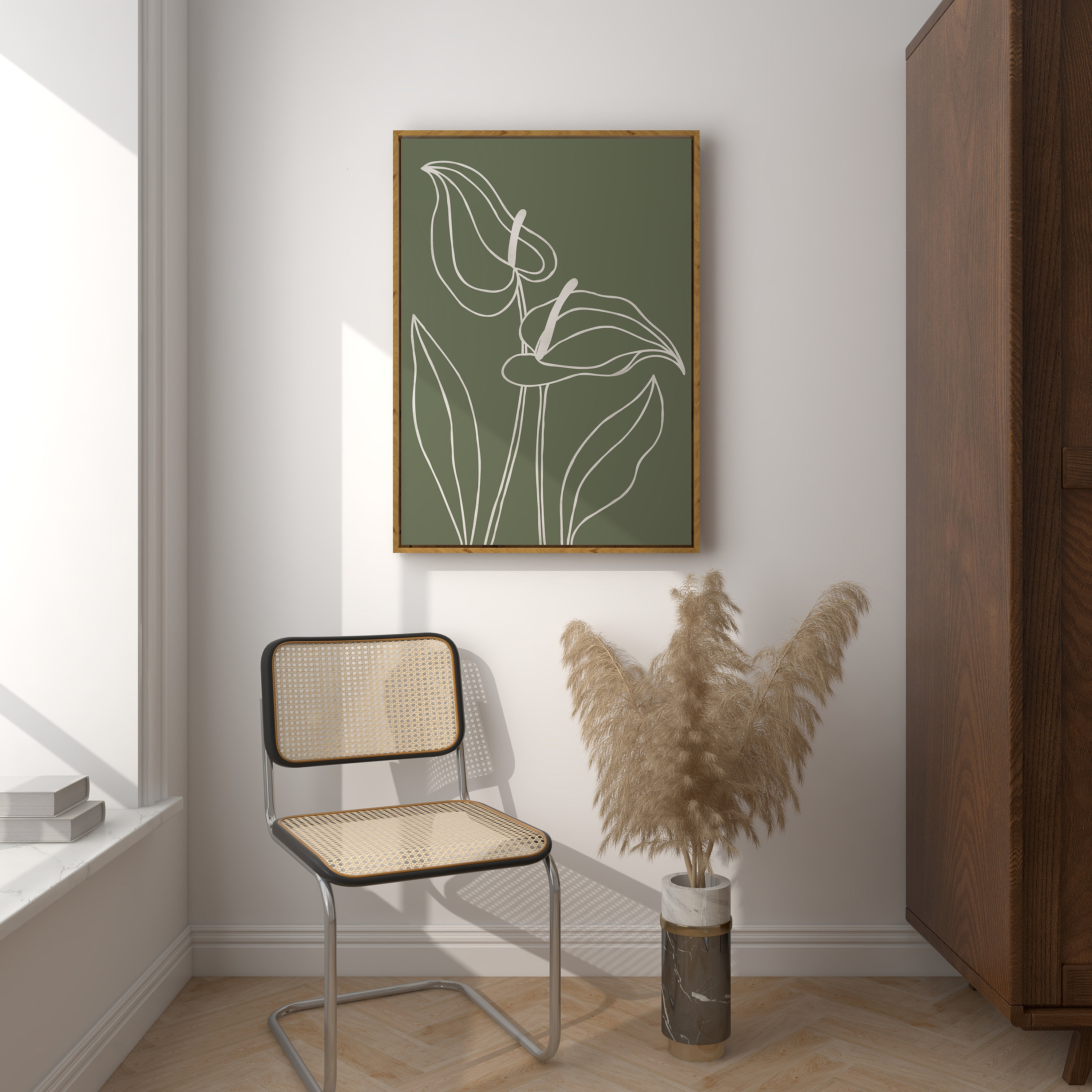 Dark Green Botanical Line Art Prints: Boho Home Decor (digital Download ...