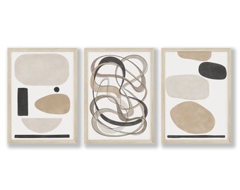 Grey Blush Beige | Abstract Set of 3 Art Print | Home Prints | Living ...