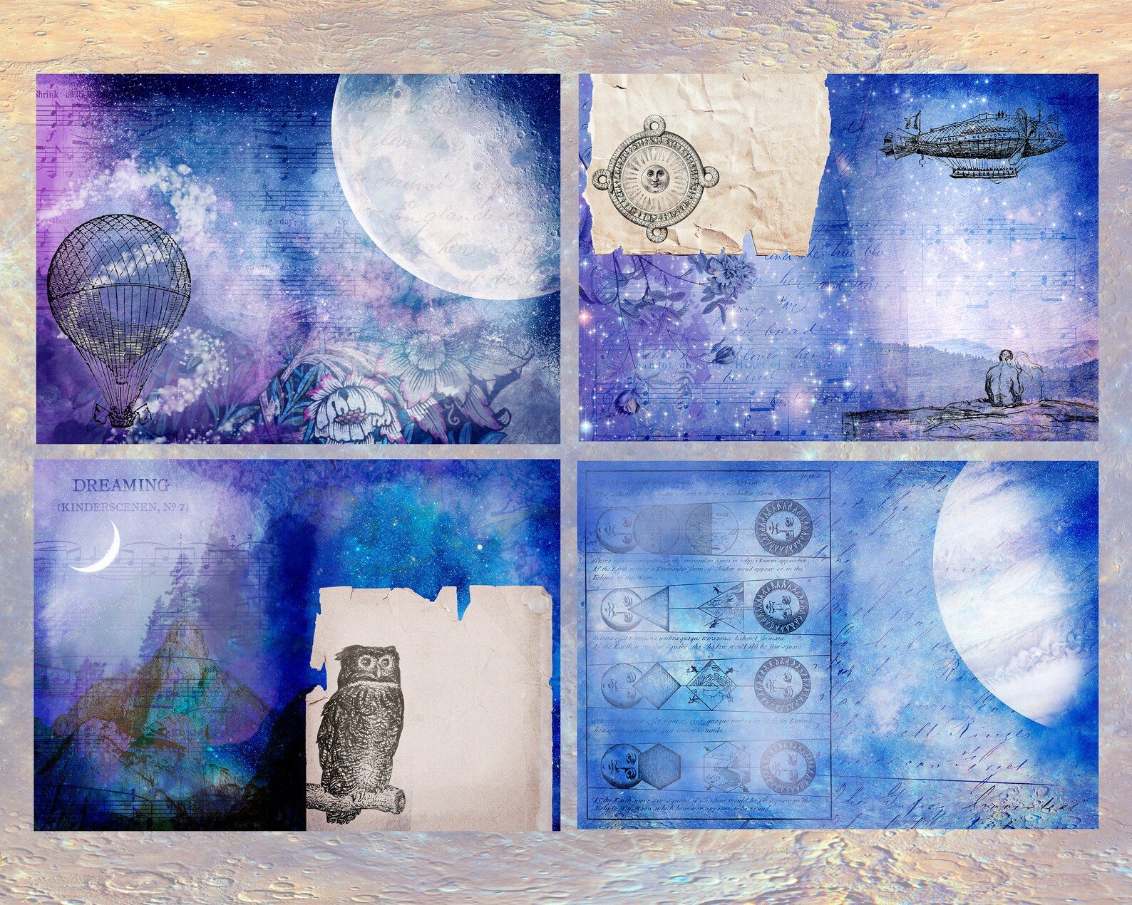 A4 Space Junk journal kit download print at home celestial Etsy