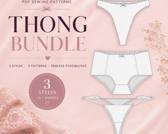 Lingerie sewing pattern bundle thong