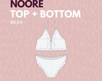 Patrón de costura de ropa de dormir para mujer PDF | XS-XL | Patrón camiseta y shorts mujer, Pijama ropa de dormir, Patrón camisón, Patrón pijama mujer