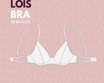 Patrón de costura del sujetador con aros Loïs PDF AA-E (también se puede usar sin aros)