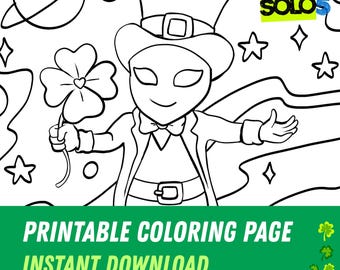 ラッキーエイリアンレプラコーンの塗り絵アクティビティ | 聖パトリックの日の印刷可能な塗り絵ページ