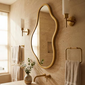 RELAX4LIFE Grand Miroir Mural Décoratif 75x70 CM, Miroir Asymétrique