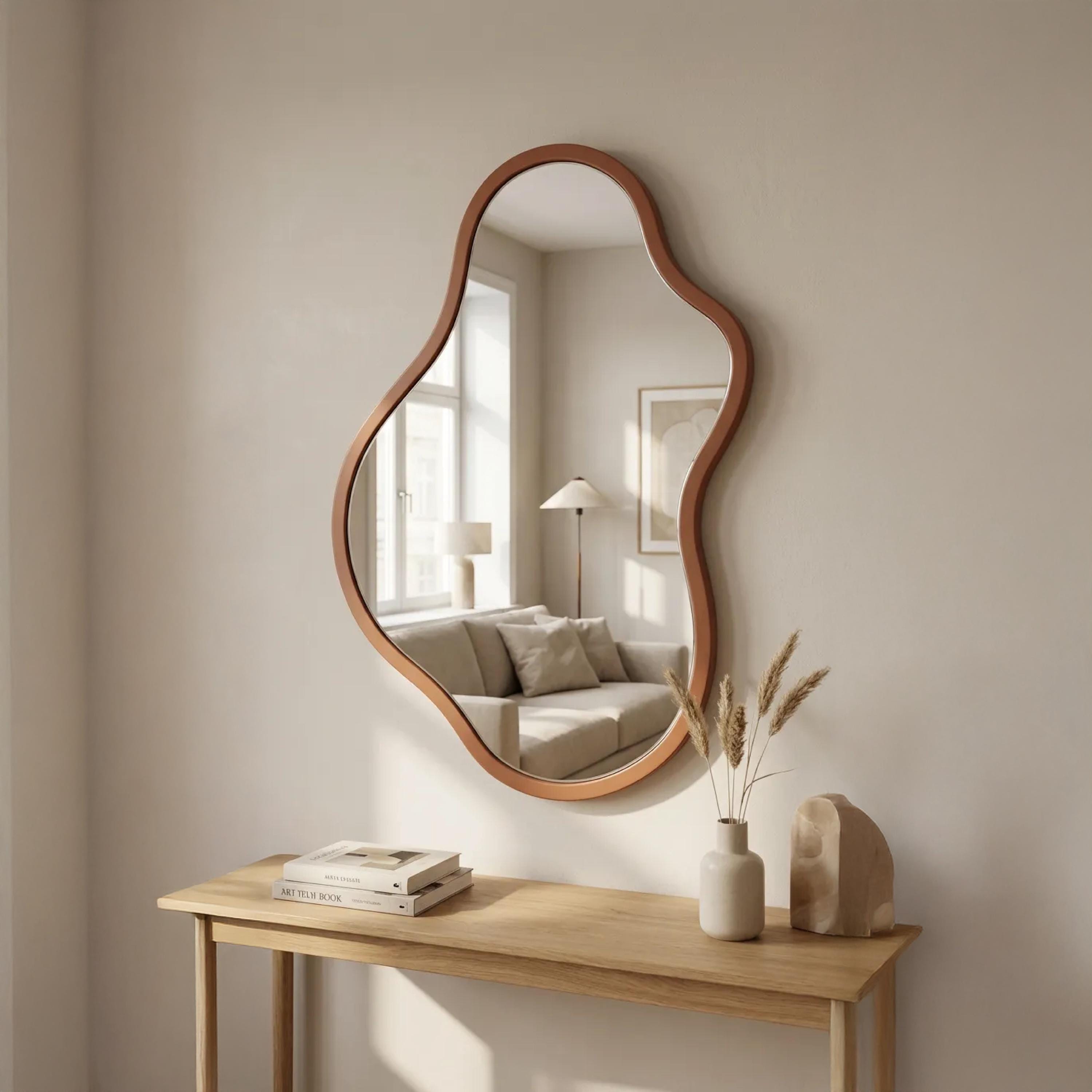 Specchio da parete moderno a forma di arco, per camera da letto, ingresso e soggiorno, 3 ganci, 76 x 43 cm, nero