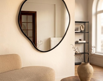 Luxus Schwarzer Wandspiegel Organische Form ZeitgenössischHome Decor