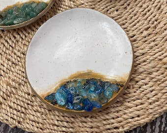 Schmuckschale mit Edelsteinen, Geode Dish
