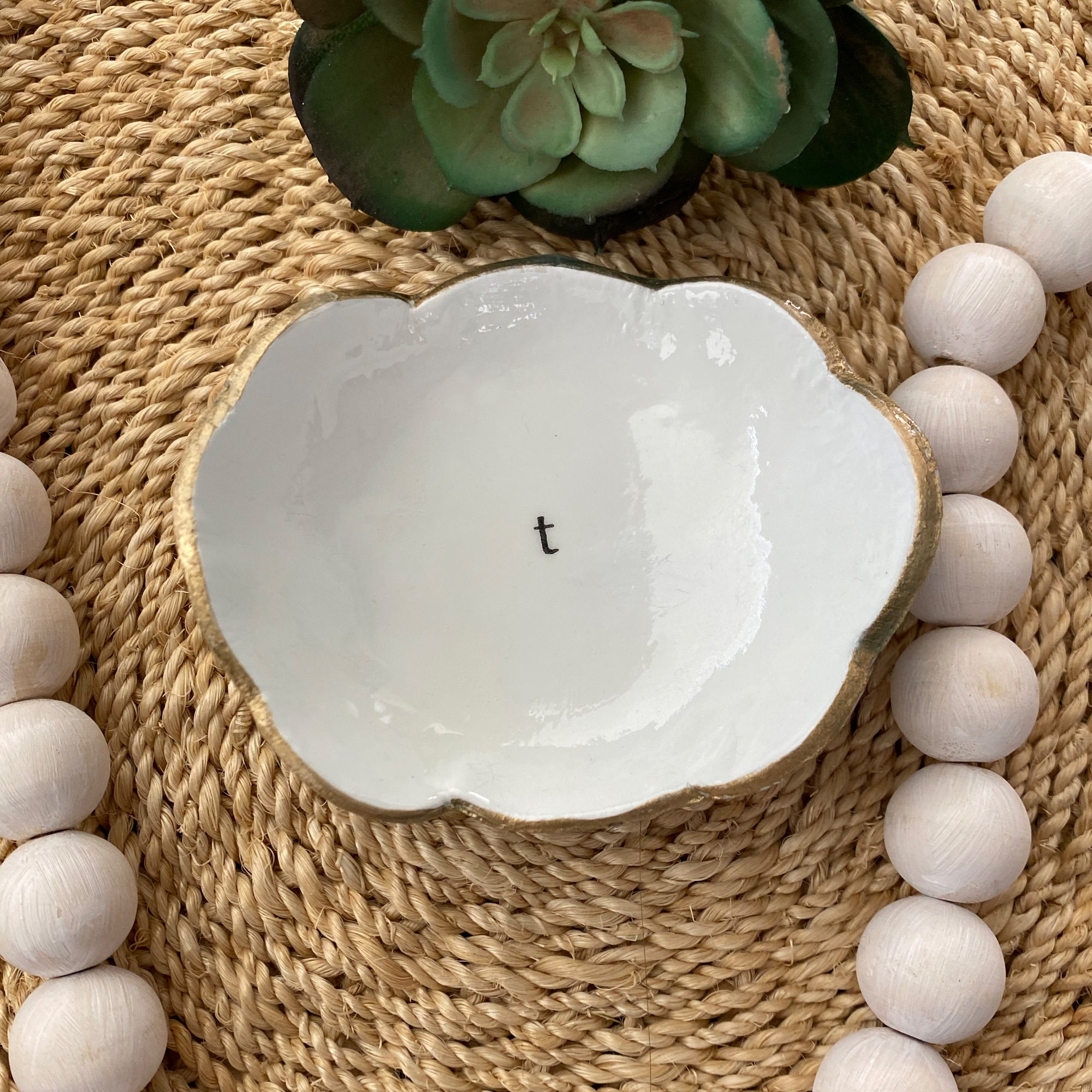 Trinket Dish Scallop edge Personalized Etsy