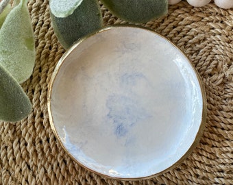 Handgemachte Marmor Polymer Clay Trinket Dish, Gold Trim