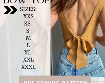 Bow Crop Top Sewing Pattern: Sleeveless DIY Outfit (PDF Pattern)