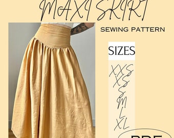 Maxi Skirt Sewing Pattern | XS-XL | Instant Download | Easy Digital PDF | Women's Long Gathered Tiers | High waist Skirt | Women Sewing