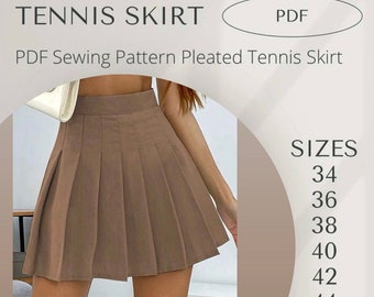 Tennis Skirt pattern| Pleated skirt pattern|digital sewing pattern | women sewing pattern XXS to XXL| schittmuster faltenrock
