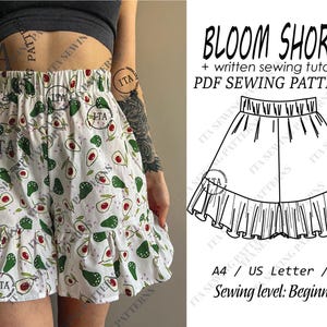 BLOOM Shorts / Bloomers / Skort Pattern / Linen Shorts Pattern / Women&#39;s Pattern / Beginner Shorts Pattern / Elastic Waistband / Wide Leg
