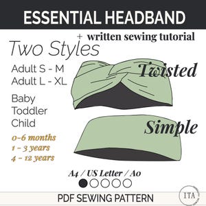 以下が含まれることがあります： 必須ヘッドバンドのPDF縫製パターン。ツイストとシンプルな2つのスタイルがあります。サイズは大人（S-M、L-XL）、ベビー、幼児、子供（0〜6ヶ月、1〜3歳、4〜12歳）です。縫製チュートリアル付き。