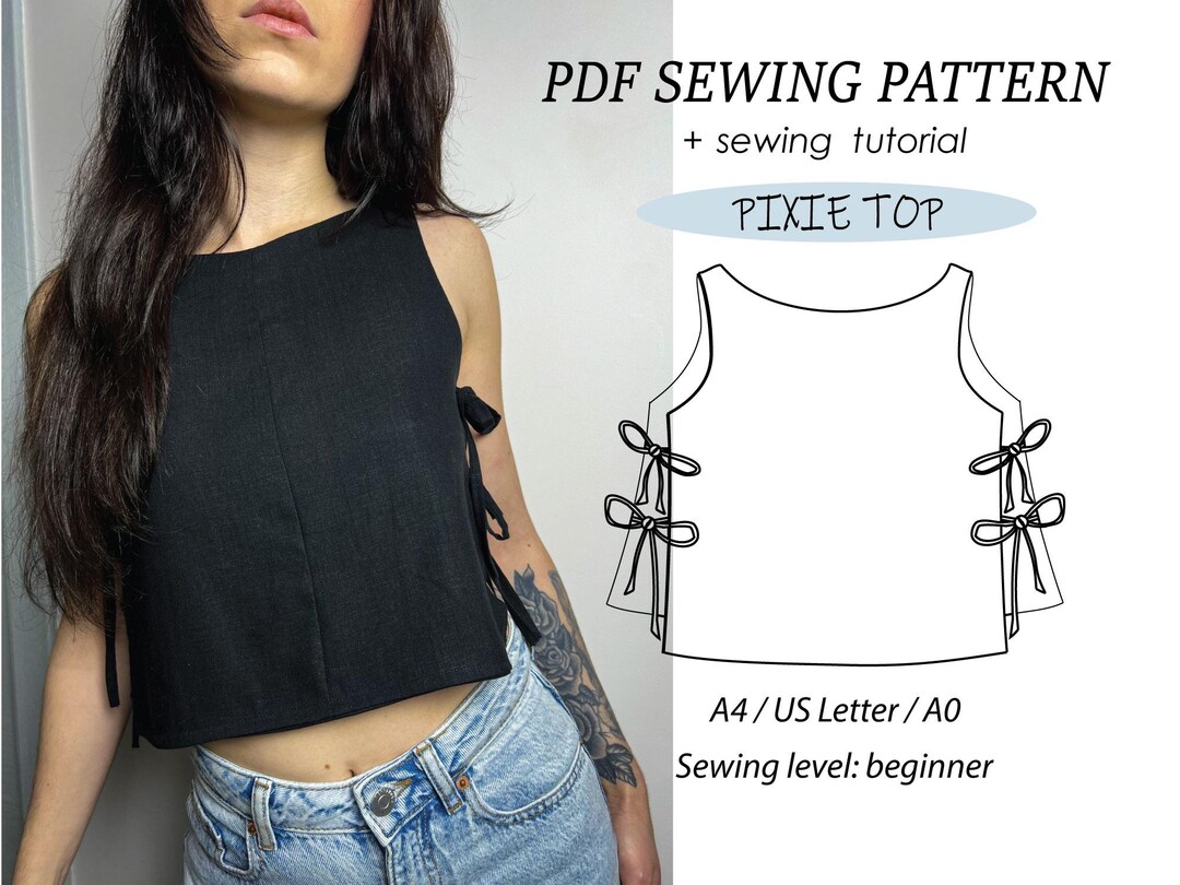 Sewing Pattern Pixie Pixie Top Sewing Pattern: Beginner-friendly Side-tie Design (XXS-XXXL ...