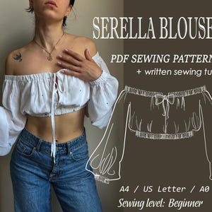 SERELLA Blouse / Milkmaid Blouse Pattern / Puff Sleeve Sewing /  Top Pattern / Cottagecore Top Pattern / Sewing pattern Top / Women top /pdf