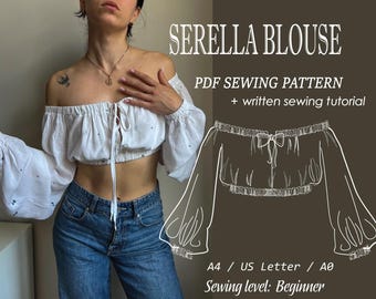 SERELLA Blouse / Milkmaid Blouse Pattern / Puff Sleeve Sewing /  Top Pattern / Cottagecore Top Pattern / Sewing pattern Top / Women top /pdf