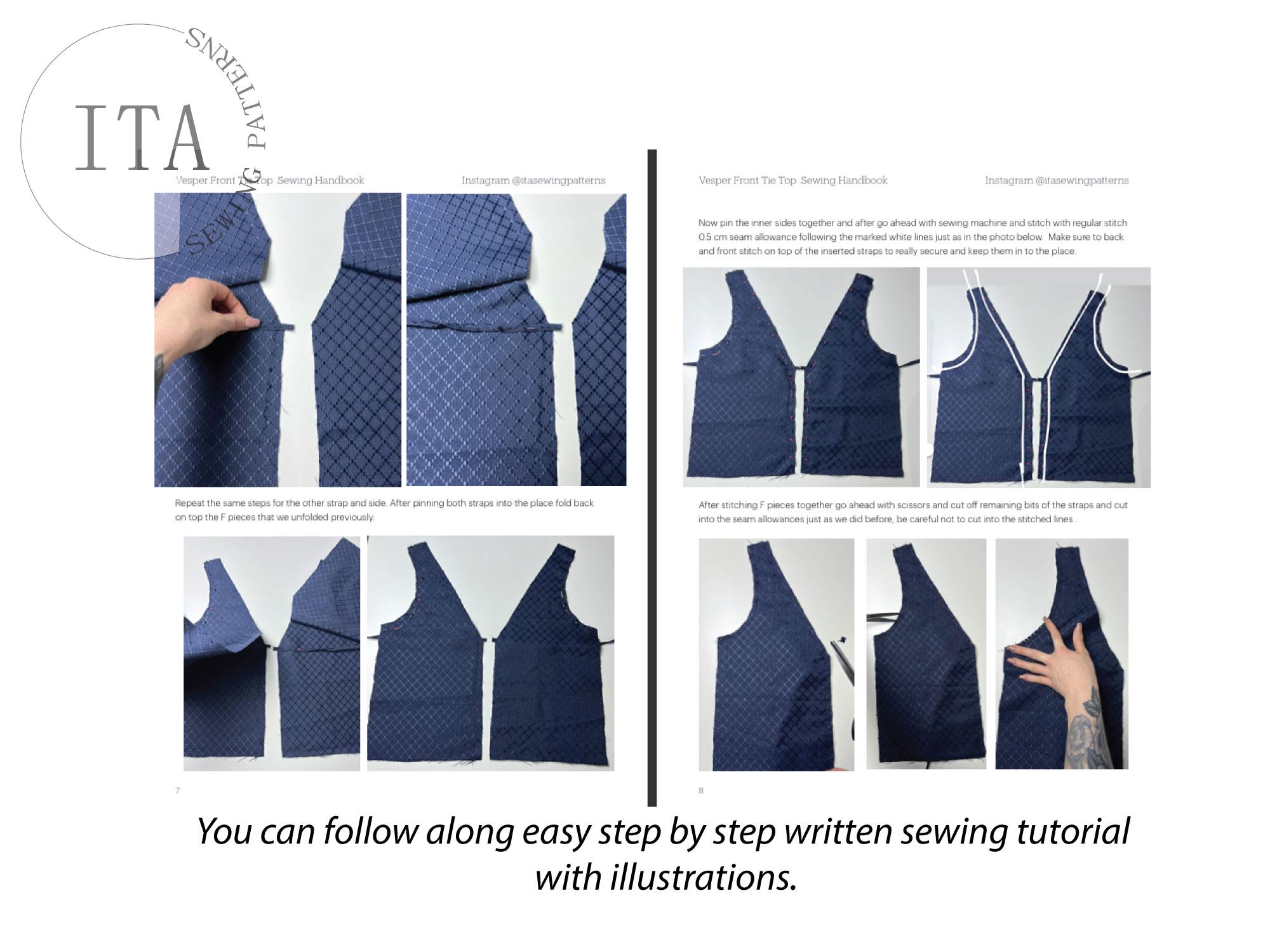 Vesper Front Tie Top Sewing Pattern: Beginner DIY Blouse (PDF Pattern ...