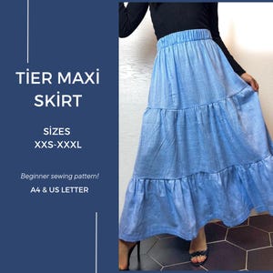 Maxi Skirt Sewing Pattern | Long Gathered Tiered | Skirt Pattern | Sewing pattern | pdf sewing pattern | Sewing tutorial | Gathered skirt