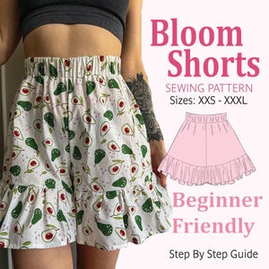 Bloom Shorts Sewing Pattern: Ruffle Hem, Elastic Waist (PDF Download, XXS-XXXL)