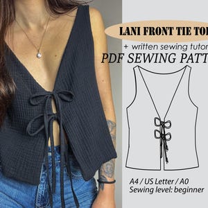 LANI Front Tie Top Sewing Pattern: Easy PDF Digital Download