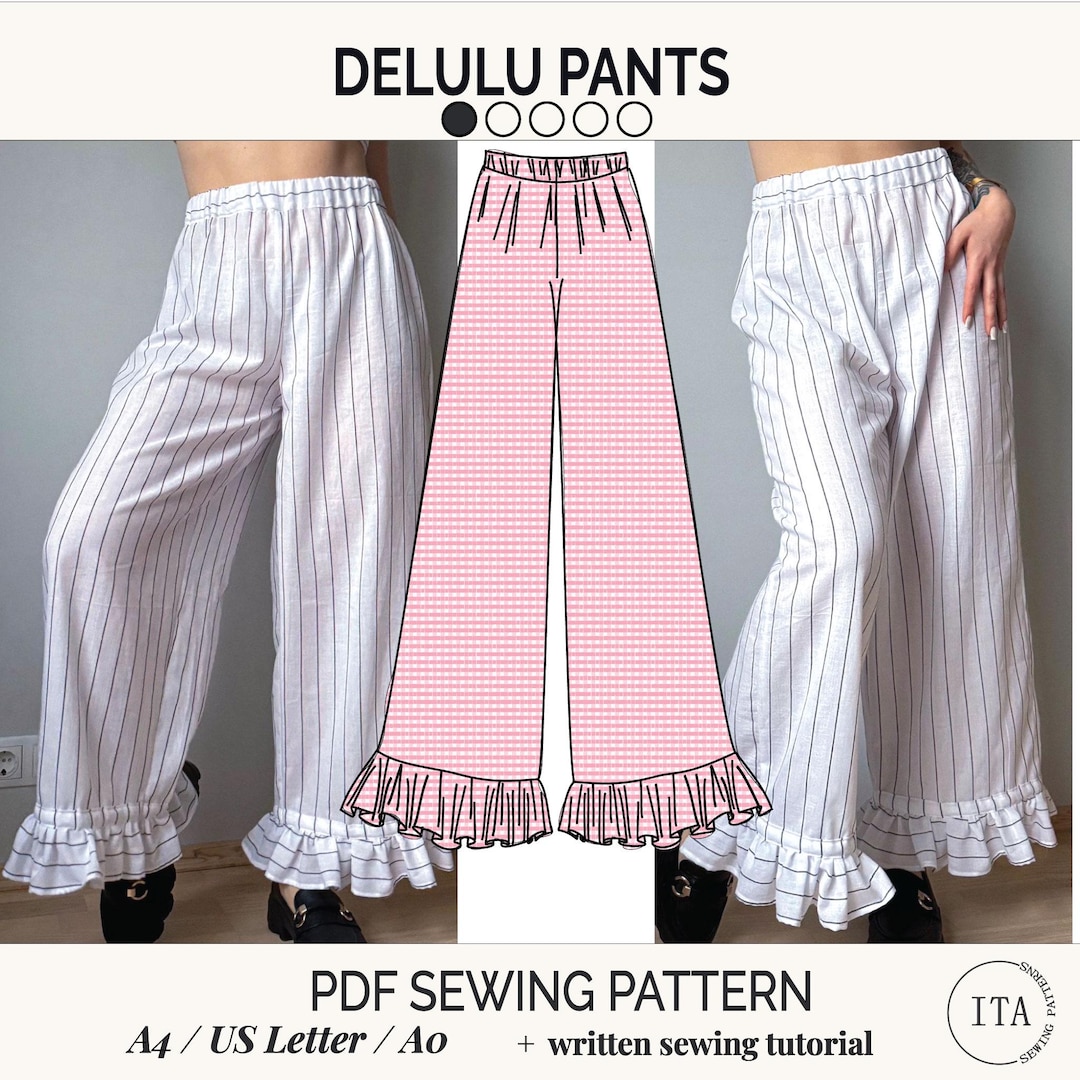 DELULU Pants Sewing Pattern | Hight Waist Pants | PDF Sewing