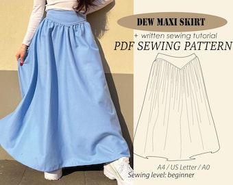 DEW Maxi Skirt Sewing Pattern: Women's Long Gathered Tiers (PDF)