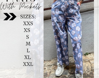 Wide Leg Linen Pants Sewing Pattern: High-Waisted Palazzo (PDF)