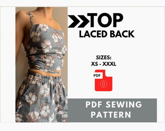 Laced-Up Y2K Top Sewing Pattern: Beginner Friendly (XS-XXXL) (PDF Pattern)